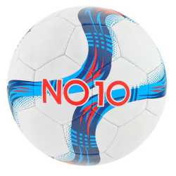 Футболна топка NO10 Magnum, Размер 5, Ръчно шита, Бяло със синьо