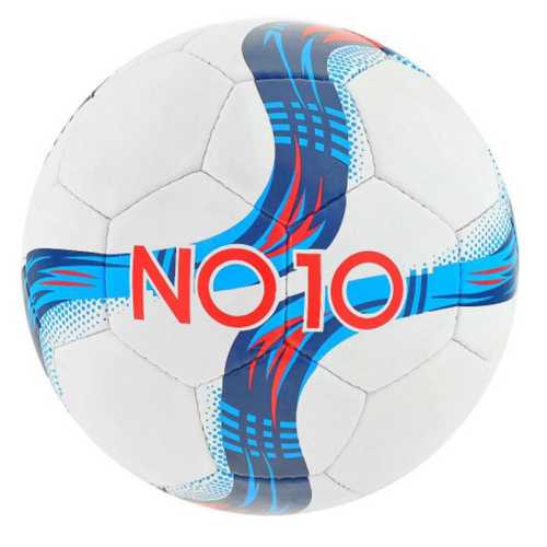 Футболна топка NO10 Magnum, Размер 5, Ръчно шита, Бяло със синьо