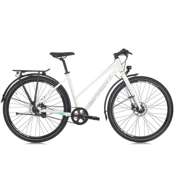 Велосипед градски SPRINT Croxer Lady City N3 28 Nexus 3 Gates Carbon Drive бял гланц сиво-резида