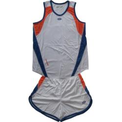 Баскетболен екип детски M/L бял със синьо и оранжево полиестерен