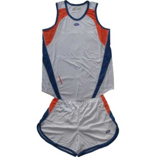 Баскетболен екип детски M/L бял със синьо и оранжево полиестерен