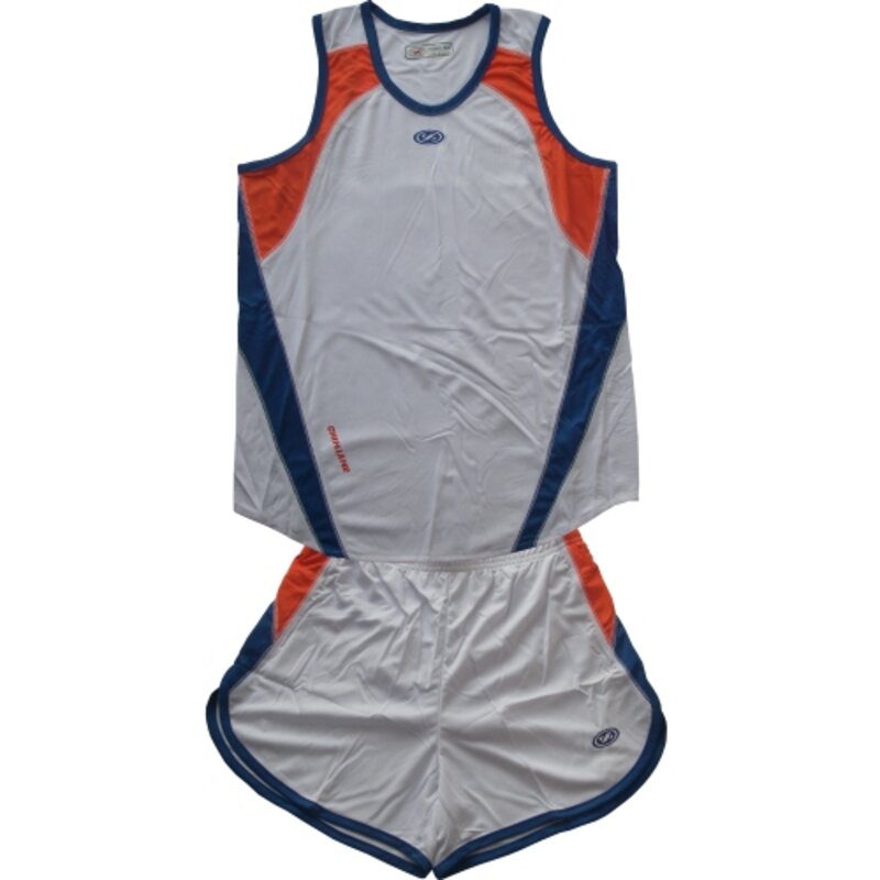 Баскетболен екип детски M/L бял със синьо и оранжево полиестерен