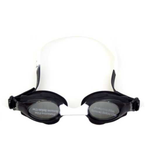 Очила за плуване CONQUEST Детски Черен с бял, UV защита