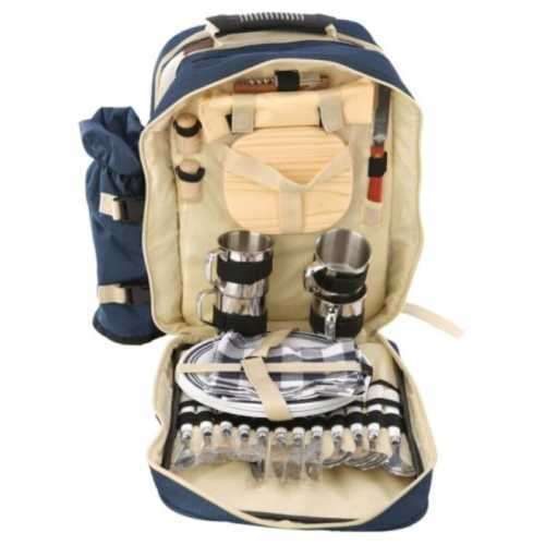 Комплект прибори за пикник в раница Синя за 4 човека