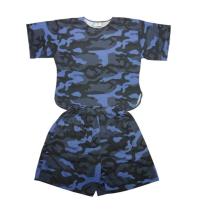 Комплект Тениска и шорти,за фитнес Син Камуфлаж