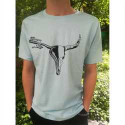 Тениска INVERT Bike and Skull, Light blue