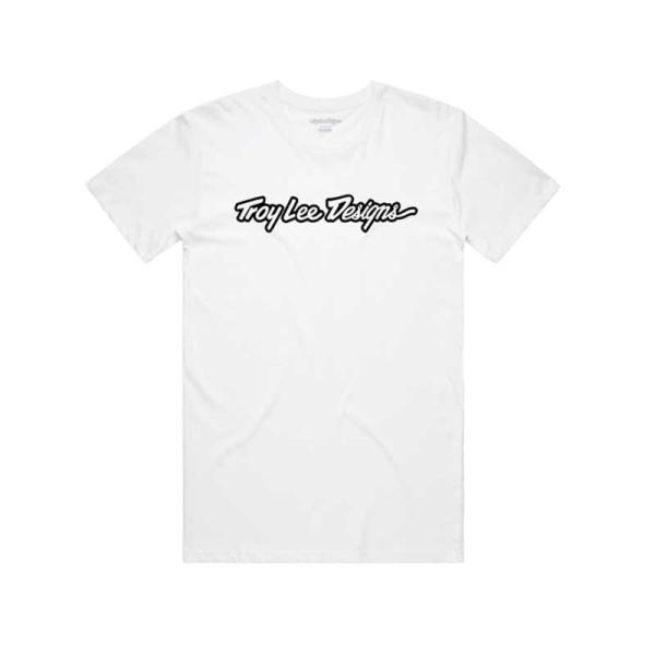 Тениска мъжка Troy Lee Designs Signature бяла с черно