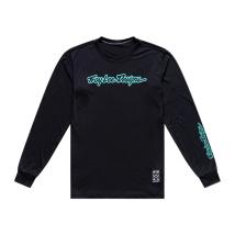 Тениска за колоездене с дълъг ръкав Troy Lee Designs Skyline Ride Signature Black / Real Teal