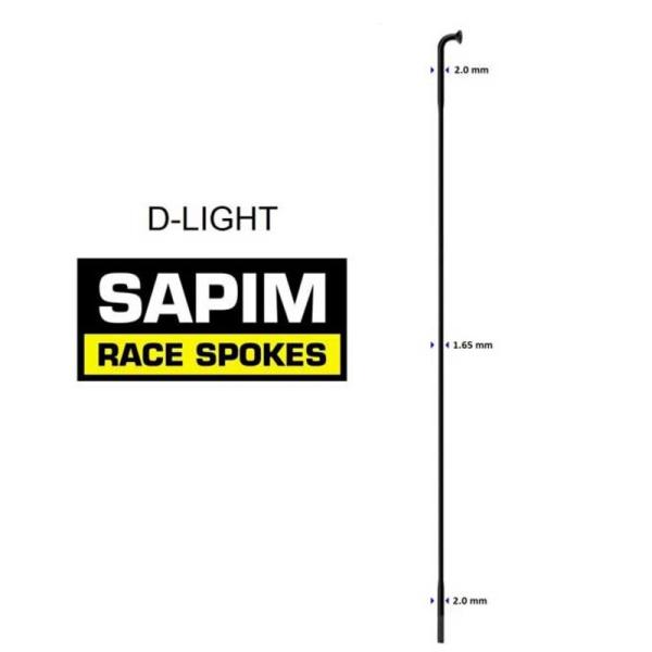 Спици SAPIM D-светлина 290mm J-Bend Черни + 12mm Нипел Polyax (кутия 100 бр)