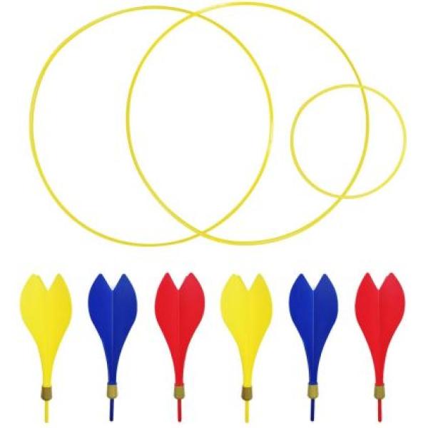 Дартс комплект за игра на открито с 2 обръча и 6 стрели, PVC