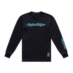 Тениска за колоездене с дълъг ръкав Troy Lee Designs Skyline Ride Signature Black / Real Teal