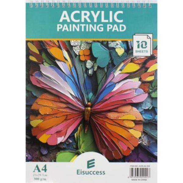 Скицник за рисуване с акрилни бои, A4 (29.7*21 см), 300 г/кв.м, Офсетов картон, спирала, 10 листа