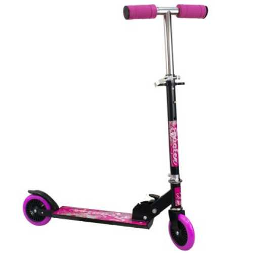 Сгъваема тротинетка с 2 колела Черен с розов за деца