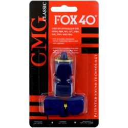 Свирка реферска FOX 40, С връзка и силиконов мундщук, Син