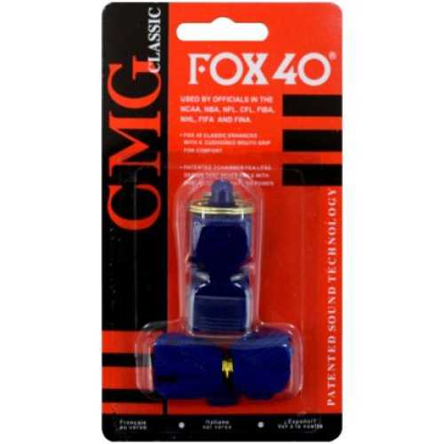 Свирка реферска FOX 40, С връзка и силиконов мундщук, Син