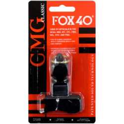 Свирка реферска FOX 40, С връзка и силиконов мундщук, Черен