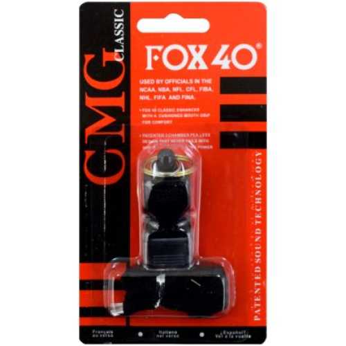 Свирка реферска FOX 40, С връзка и силиконов мундщук, Черен