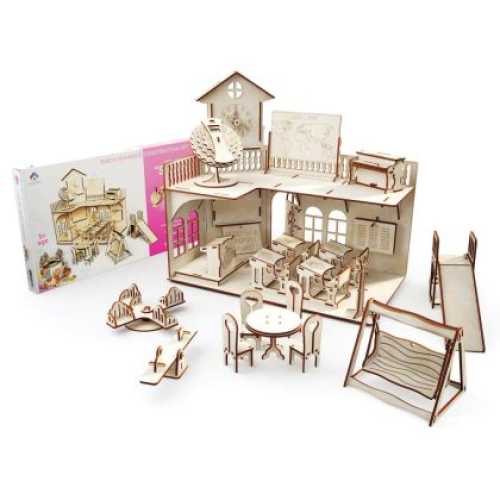 Сглобяем комплект WOODPY Училище за кукли 197 части от бреза