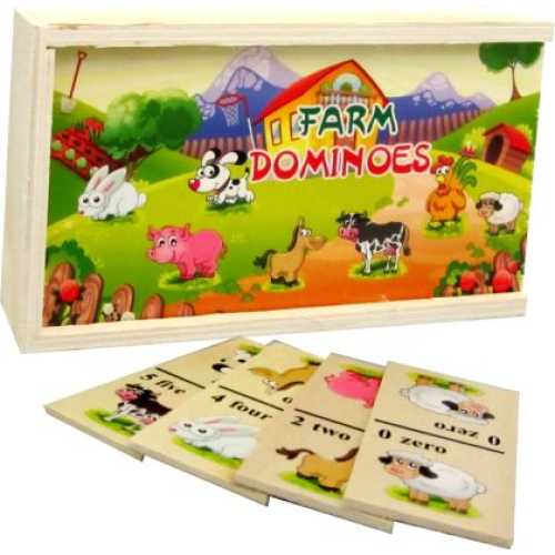 Домино MAXIMA Дървено с Домашни Животни 15.5х9х4 см