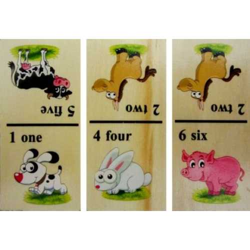 Домино MAXIMA Дървено с Домашни Животни 15.5х9х4 см