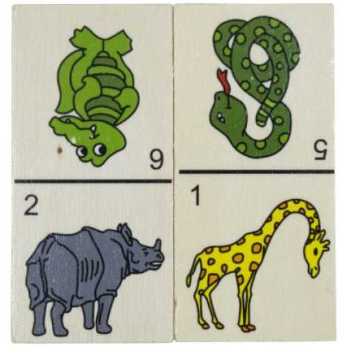 Дървено домино MAXIMA с диви животни 28 плочки