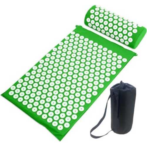 Постелка масажна и възглавница за акупресура, Зелена