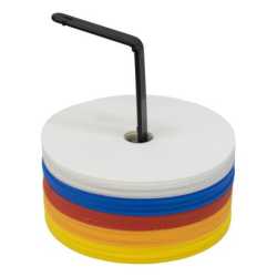 Маркери кръгли Ф15 см с дупка, 30 броя, 5 цвята, комплект с носач