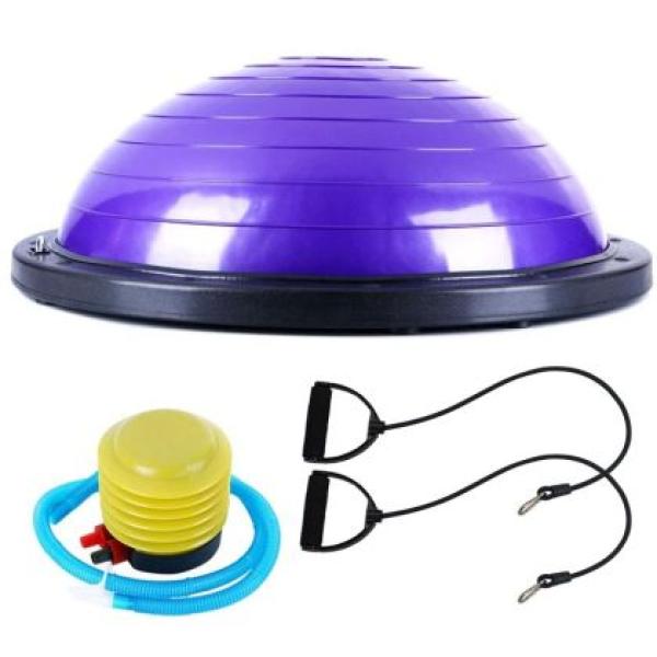 Полутопка за баланс BOSU BALL, 58.5 см, С твърда основа и ластици, Лилав
