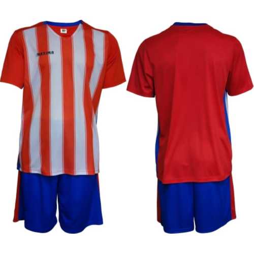 Екип за футбол, волейбол, хандбал, тениска с шорти, червен с бяло рае Maxima