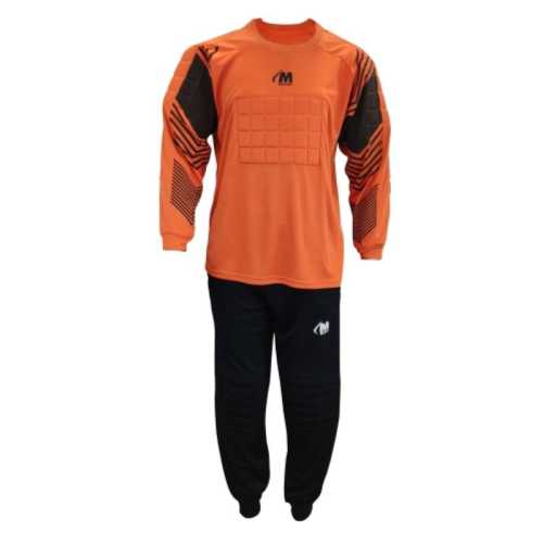 Екип футболен вратарски оранжево и черно, с номер на гърба