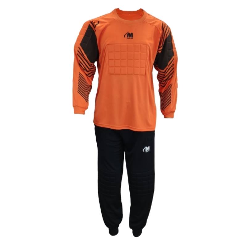 Екип футболен вратарски оранжево и черно, с номер на гърба