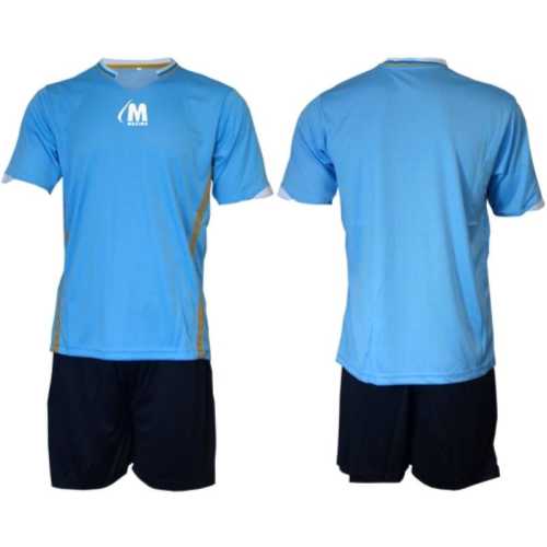 Екип за футбол, волейбол, хандбал тениска с шорти,светло син с черно