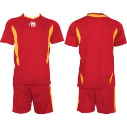 Екип за футбол, волейбол, хандбал, тениска с шорти, червено и жълто