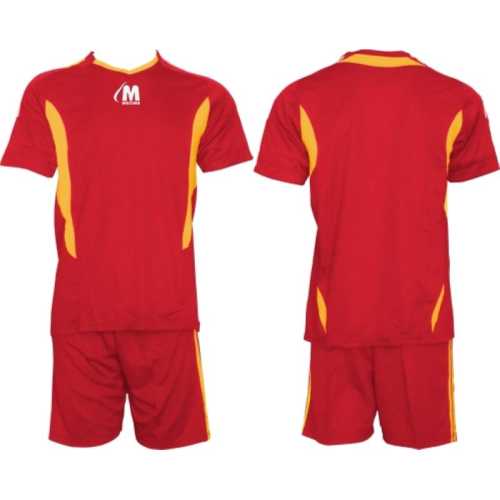 Екип за футбол, волейбол, хандбал, тениска с шорти, червено и жълто
