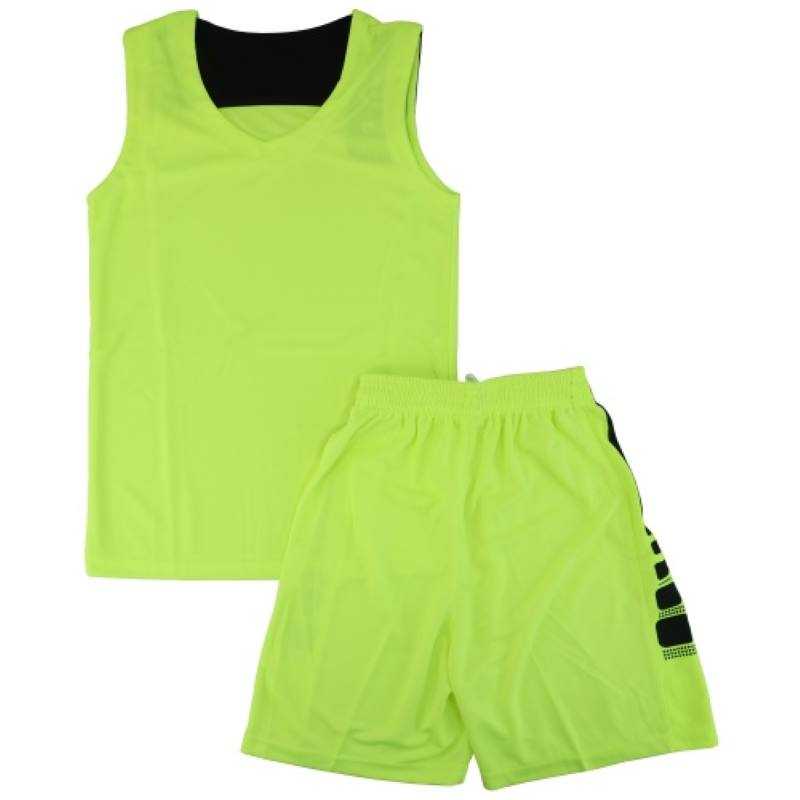 Екип за баскетбол неоновозелен с черно