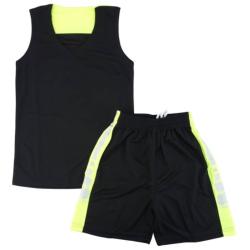 Екип за баскетбол черен с неоновозелено