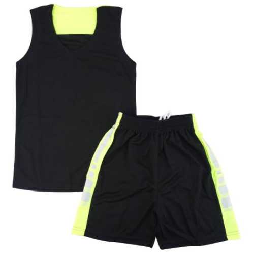 Екип за баскетбол черен с неоновозелено