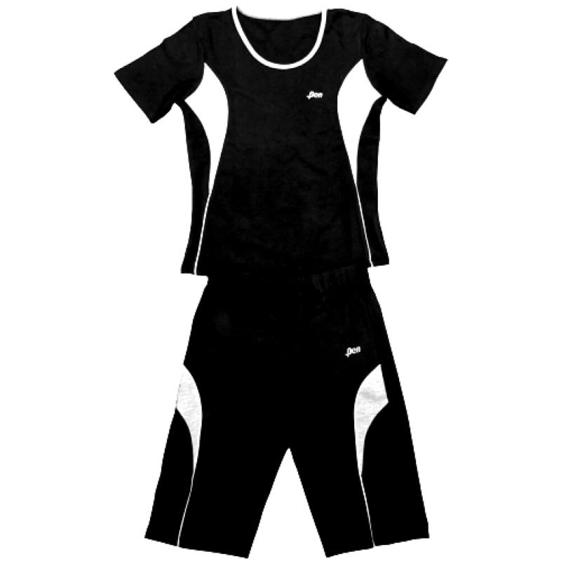 Дамски спортен комплект за фитнес Черен/ Бял
