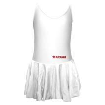 Детско танцувално трико с тънки презрамки и поличка MAXIMA – Бяло