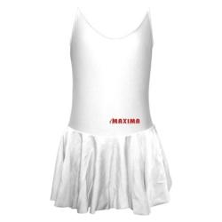 Детско танцувално трико с тънки презрамки и поличка MAXIMA – Бяло