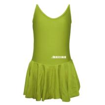 Детско танцувално трико с тънки презрамки и поличка MAXIMA – Електриково зелено