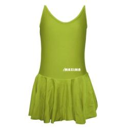 Детско танцувално трико с тънки презрамки и поличка MAXIMA – Електриково зелено