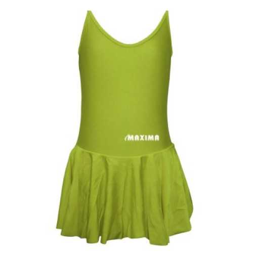 Детско танцувално трико с тънки презрамки и поличка MAXIMA – Електриково зелено