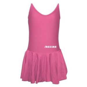 Детско танцувално трико с тънки презрамки и поличка MAXIMA – Розово
