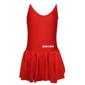 Детско танцувално трико с тънки презрамки и поличка MAXIMA – Червено