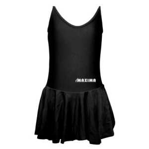 Детско танцувално трико с тънки презрамки и поличка MAXIMA – Черно