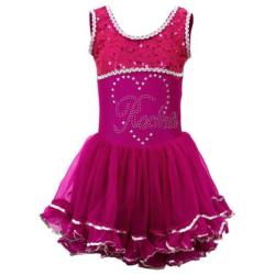 Детско танцувално трико с широки презрамки и пайети – Цикламено