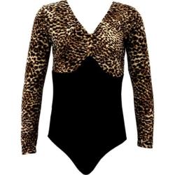 Детско гимнастическо трико с дълъг ръкав и платка с леопардова щампа