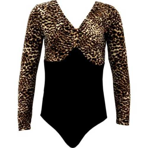 Гимнастическо трико с дълъг ръкав и платка с модерна щампа