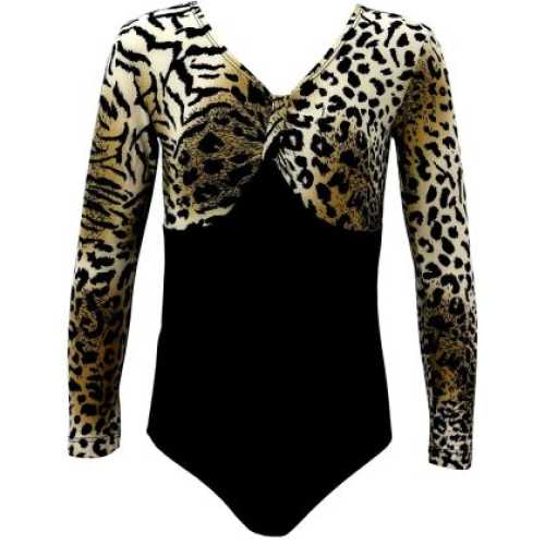 Гимнастическо трико с дълъг ръкав и платка с модерна щампа